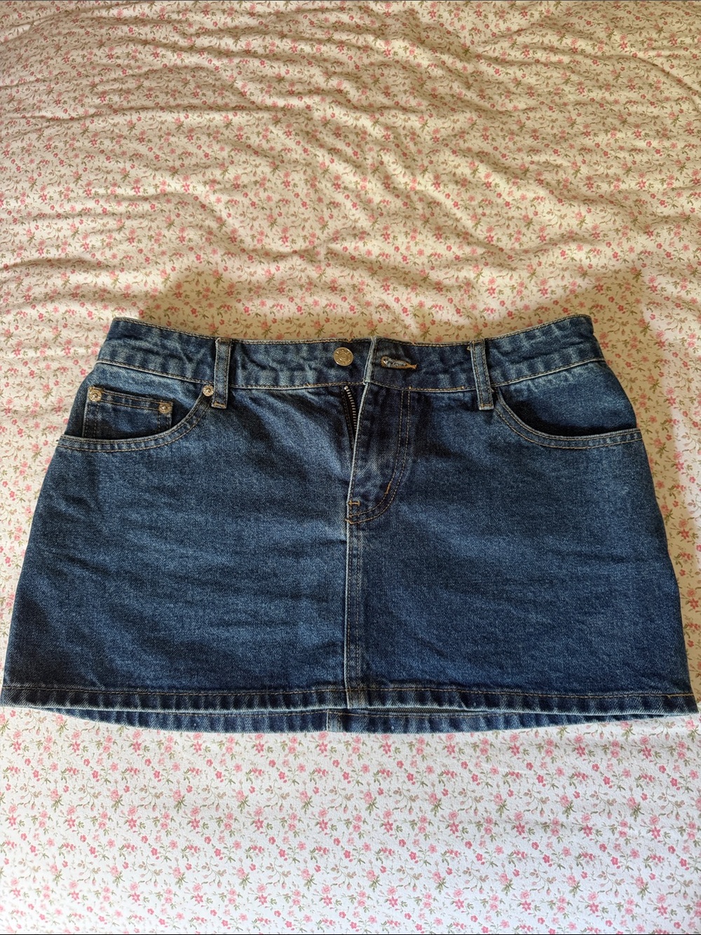 Edikted Dark Wash Denim Mini Skirt